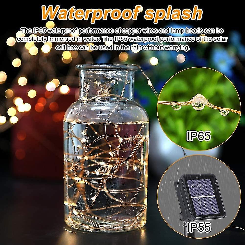 Solar String Lights， 2pcs Garden Lights (100 Led 8 Modes)10m/33ft， Outdoor Waterproof Solar Lamp， Waterproof Decorated Light For Christmas， Wedding， P