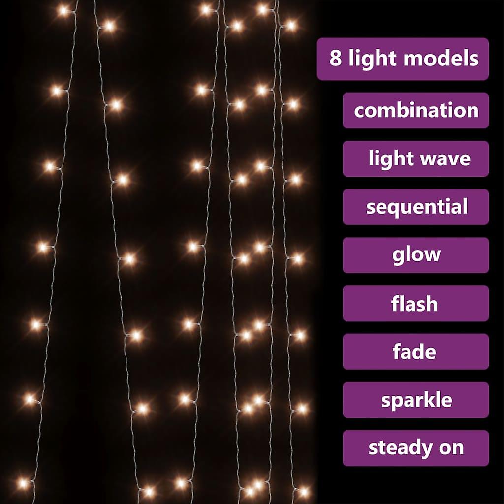 Vidaxl Led Curtain Fairy Lights 9.8'x9.8' 300 Led Warm White 8 Function