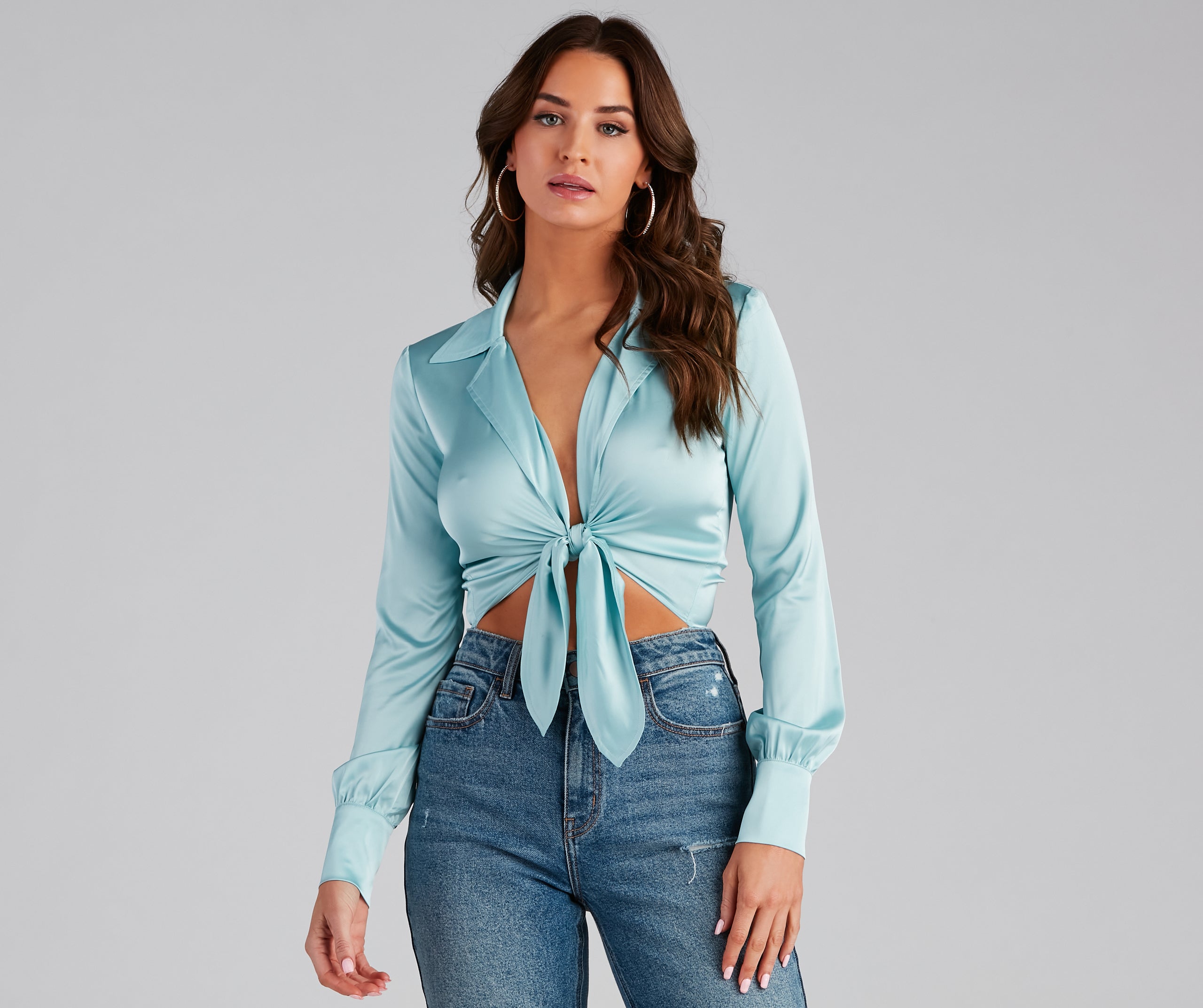 Satin Chic Tie-Front Bodysuit