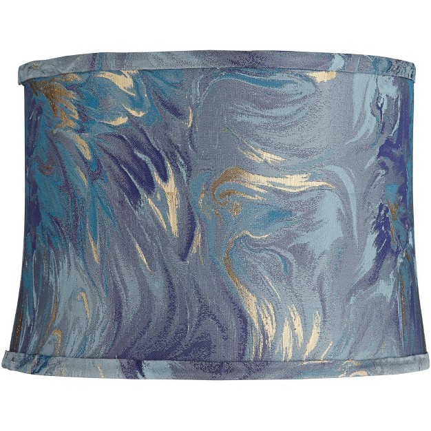 Top X 14 quot Bottom X 10 quot High X 10 quot Slant Print Lamp Shade Replacement Medium Saba Blue Drum Round Modern Softback Washer Harp Finial