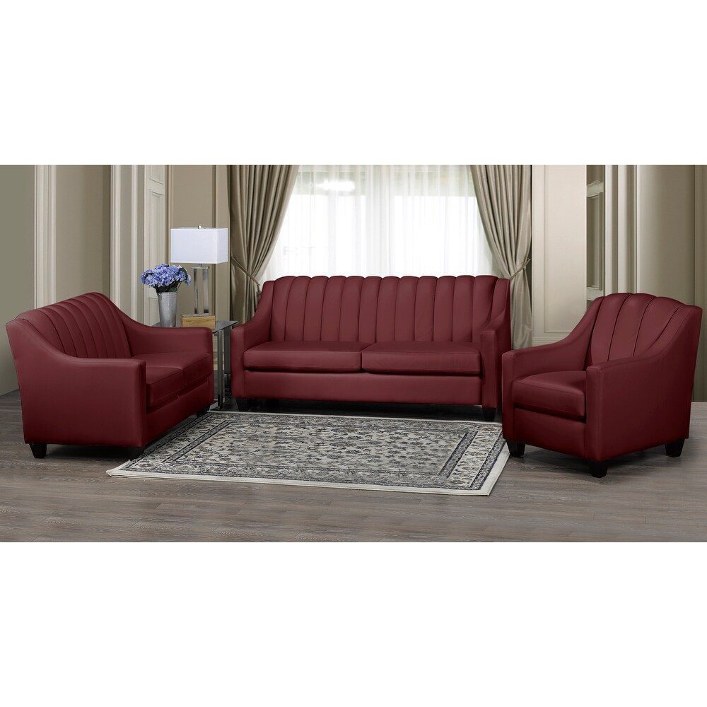 Edgware Top Grain Leather Sofa  Loveseat and Armchair Set