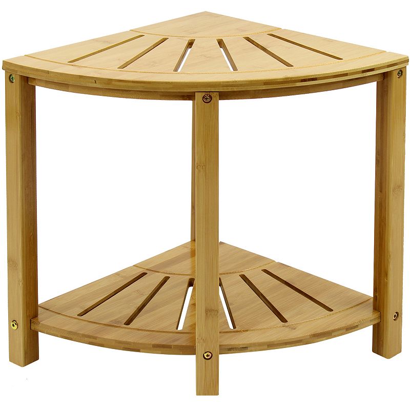 Sorbus Bamboo Corner Shower Bench or Side Table