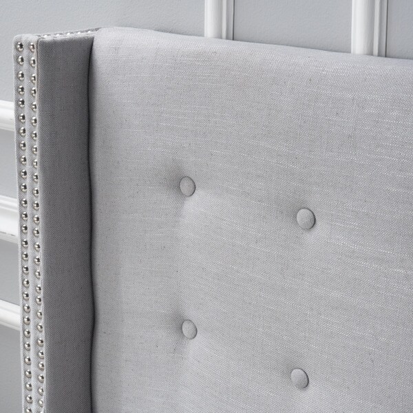 Kendrah Adjustable Full/Queen Wing-back Studded Fabric Headboard by Christopher Knight Home - - 13770391