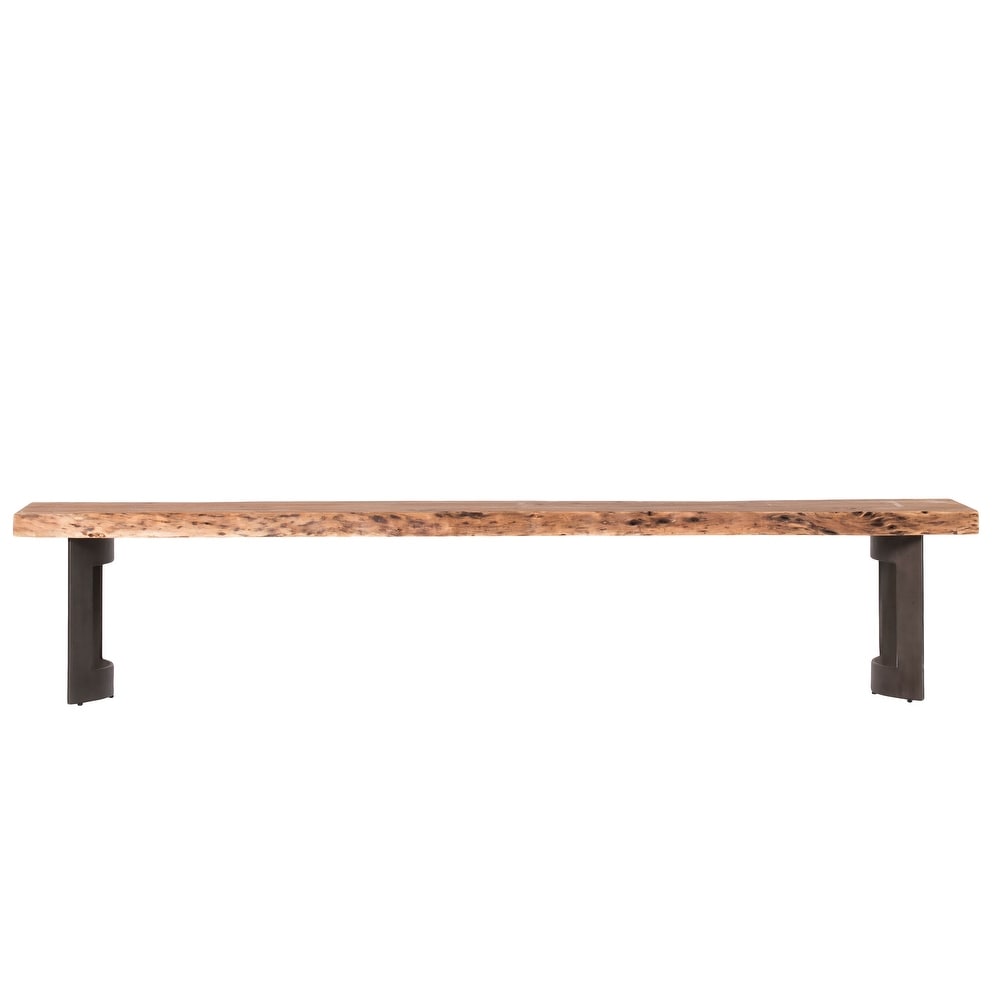 Aurelle Home Bennett Rustic Farmhouse Live Edge Bench