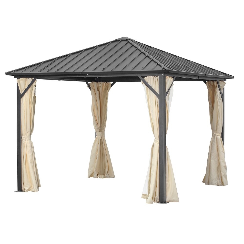 Outdoor Steel Gazebo Galvanized Steel Roof Aluminum Post Hardtop Gazebo