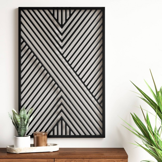 Geometric Mdf Wood Wall Panel Black