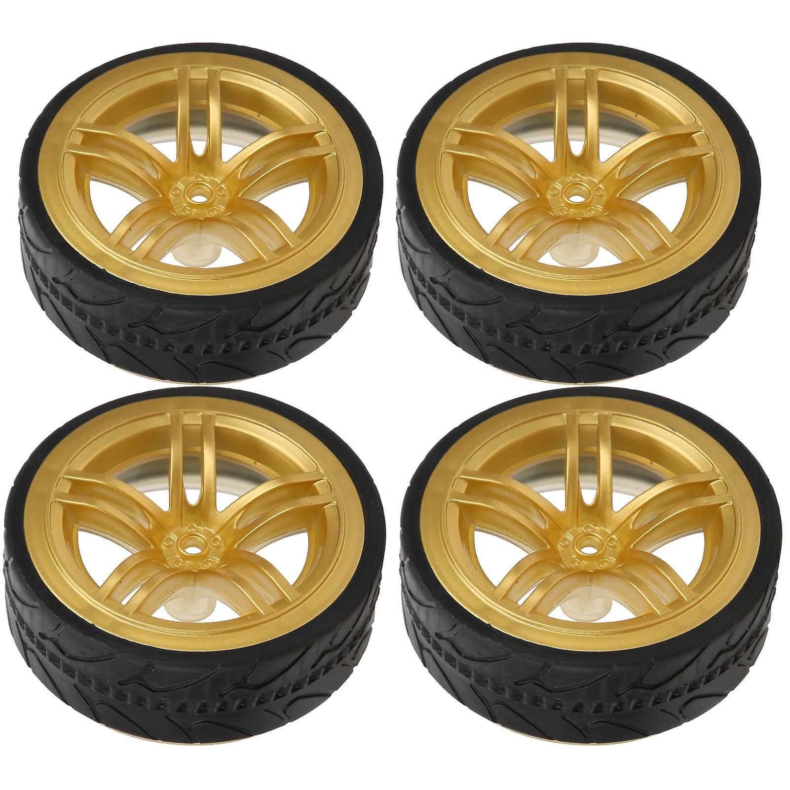 1/10 Racing Rc Car Wheel Plastic Wheel Hub With Grooved Rubber Rc Car Spare Accessorygold