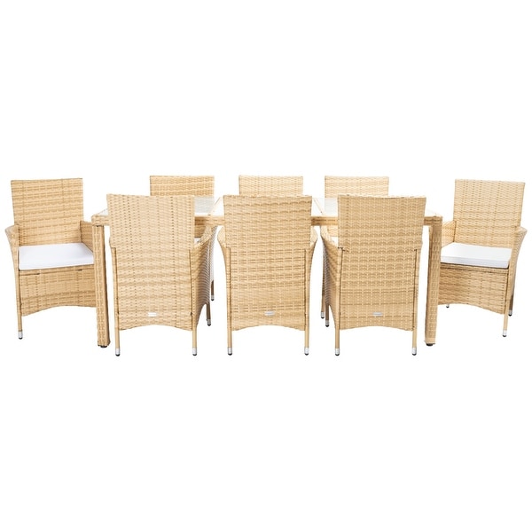 SAFAVIEH Outdoor Hailee 9Piece Wicker Dining Set