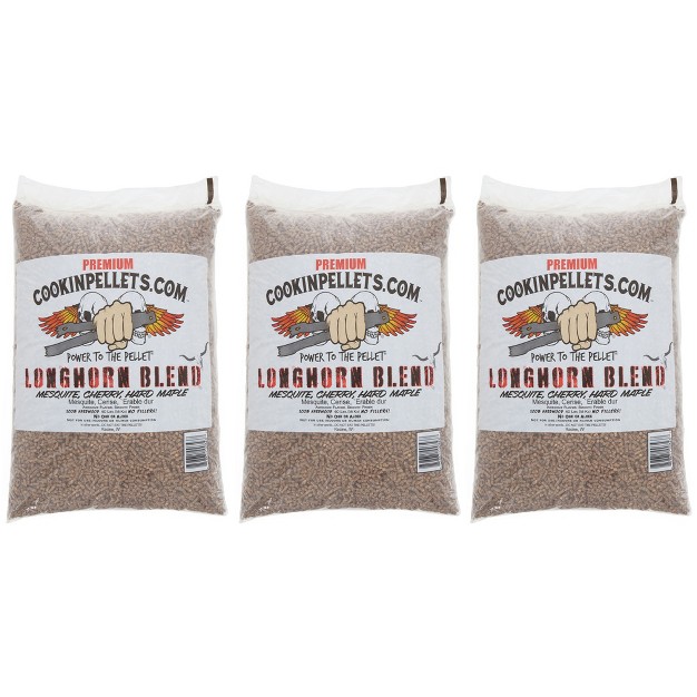 Cookinpellets 40 pound Longhorn Blend Premium Natural Grill Smoker Smoking Mesquite cherry maple Hardwood Wood Pellets 3 Pack