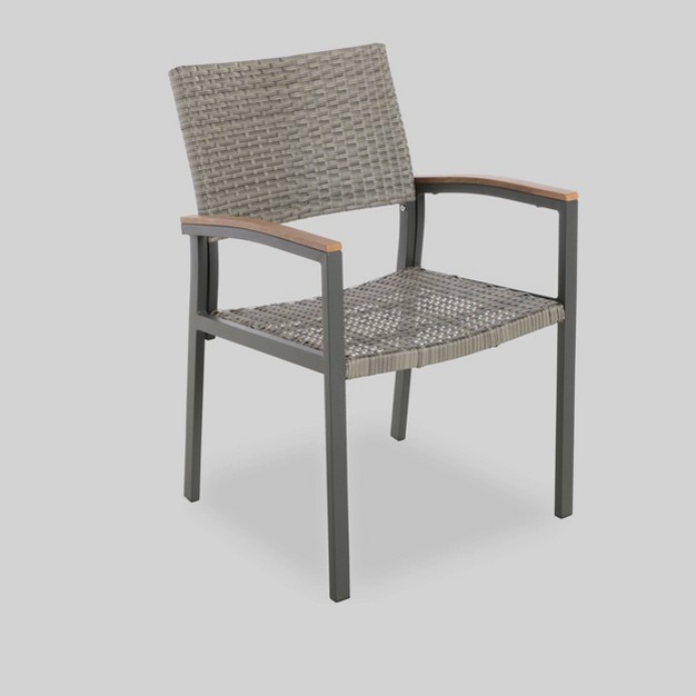 Luton 2pk Wicker amp Aluminum Patio Dining Chair Gray Christopher Knight Home