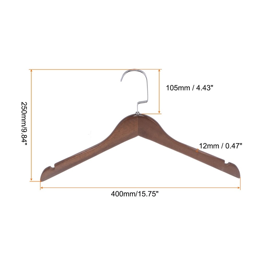 2pcs Retro Wooden Clothes Hangers with Stainless Steel Hook