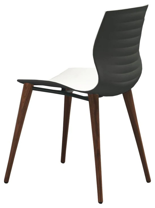 Eliseo Dining Chair Solid Pu Seat With Anthracite Back Walnut   Midcentury   Dining Chairs   by Peachtree Fine Furniture  Houzz