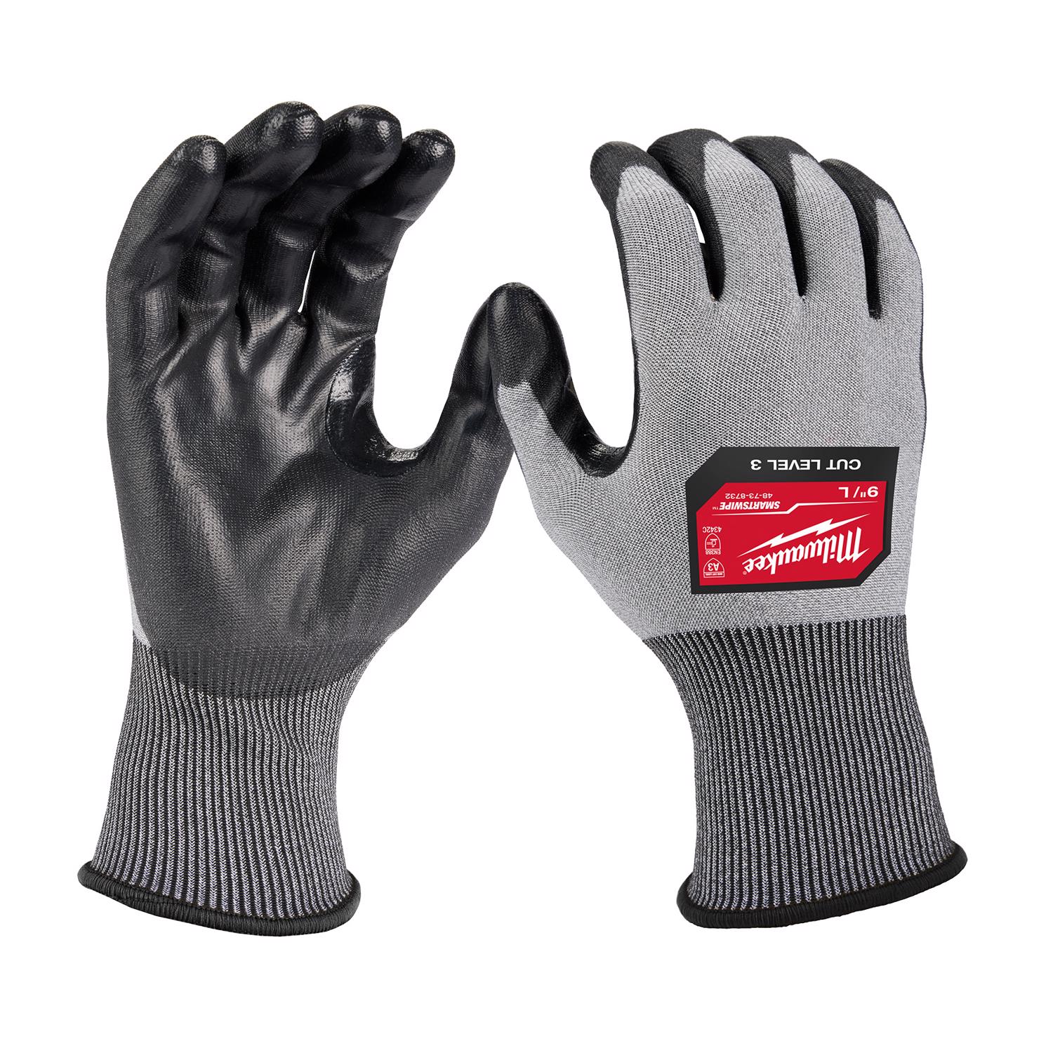 MW Unisex Indoor/Outdoor Dipped Gloves Black/Gray L 1 pk