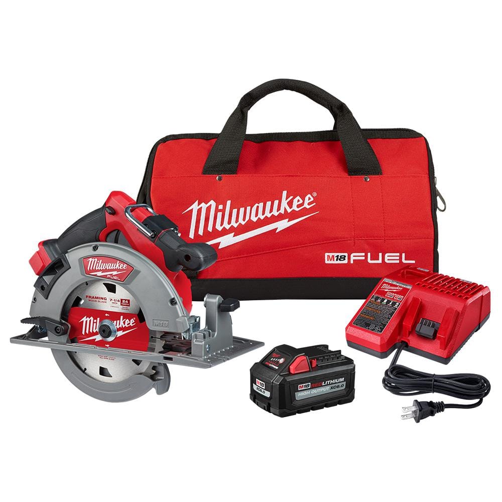 Milwaukee M18 FUEL 18-Volt Lithium-Ion Brushless Cordless 7-1/4 in. Circular Saw Kit with One 6.0Ah Battery, Charger, Case 2732-21HO