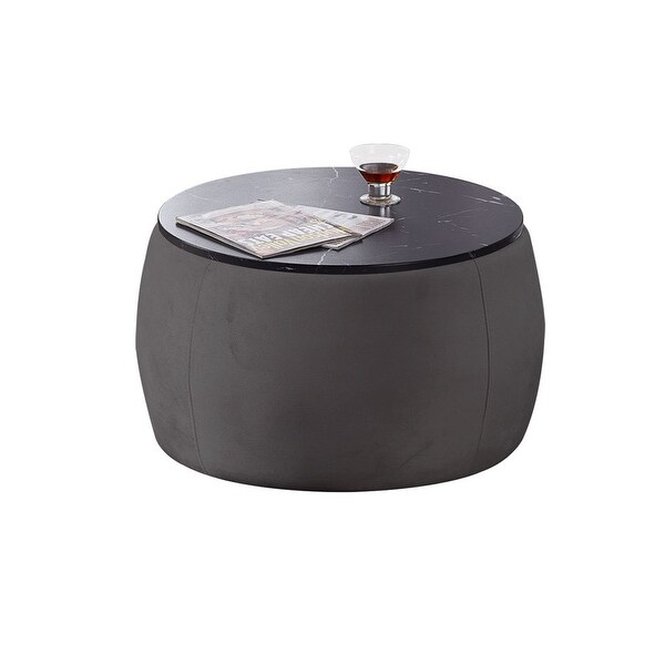 Round Accent Side Table with Removable Top，Grey