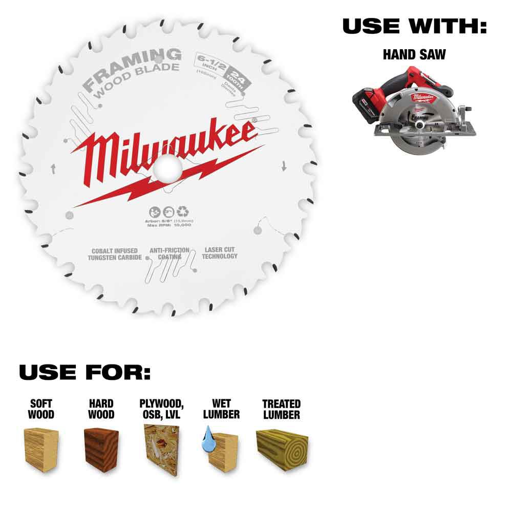 Milwaukee 6-1/2 in. 24T Framing Circular Saw Blade 48-41-0620 from Milwaukee