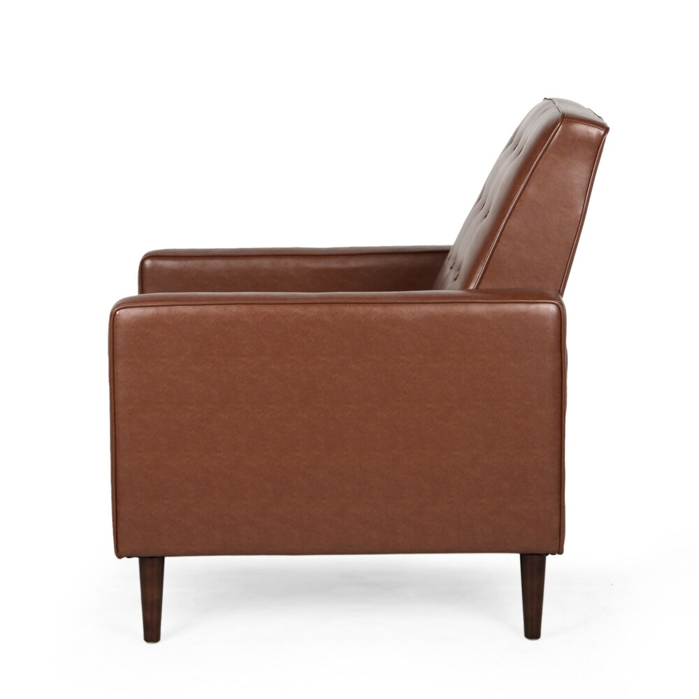 Mervynn Faux Leather Mid Century Button Tufted Recliner by Christopher Knight Home