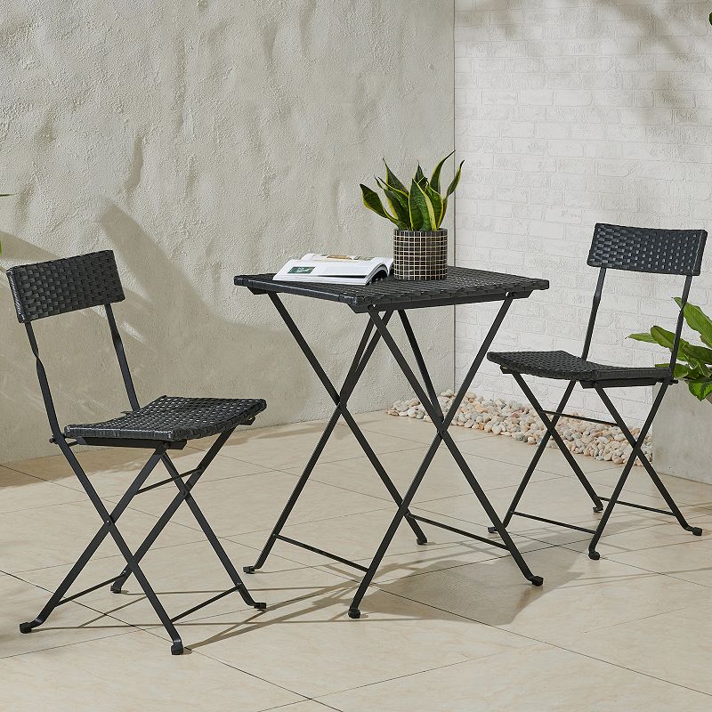 Lavish Home Folding Patio Bistro Table and Chair 3-piece Set