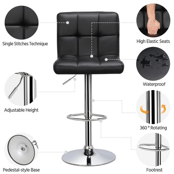 2PCS Faux Leather Adjustable Bar Stools for Home