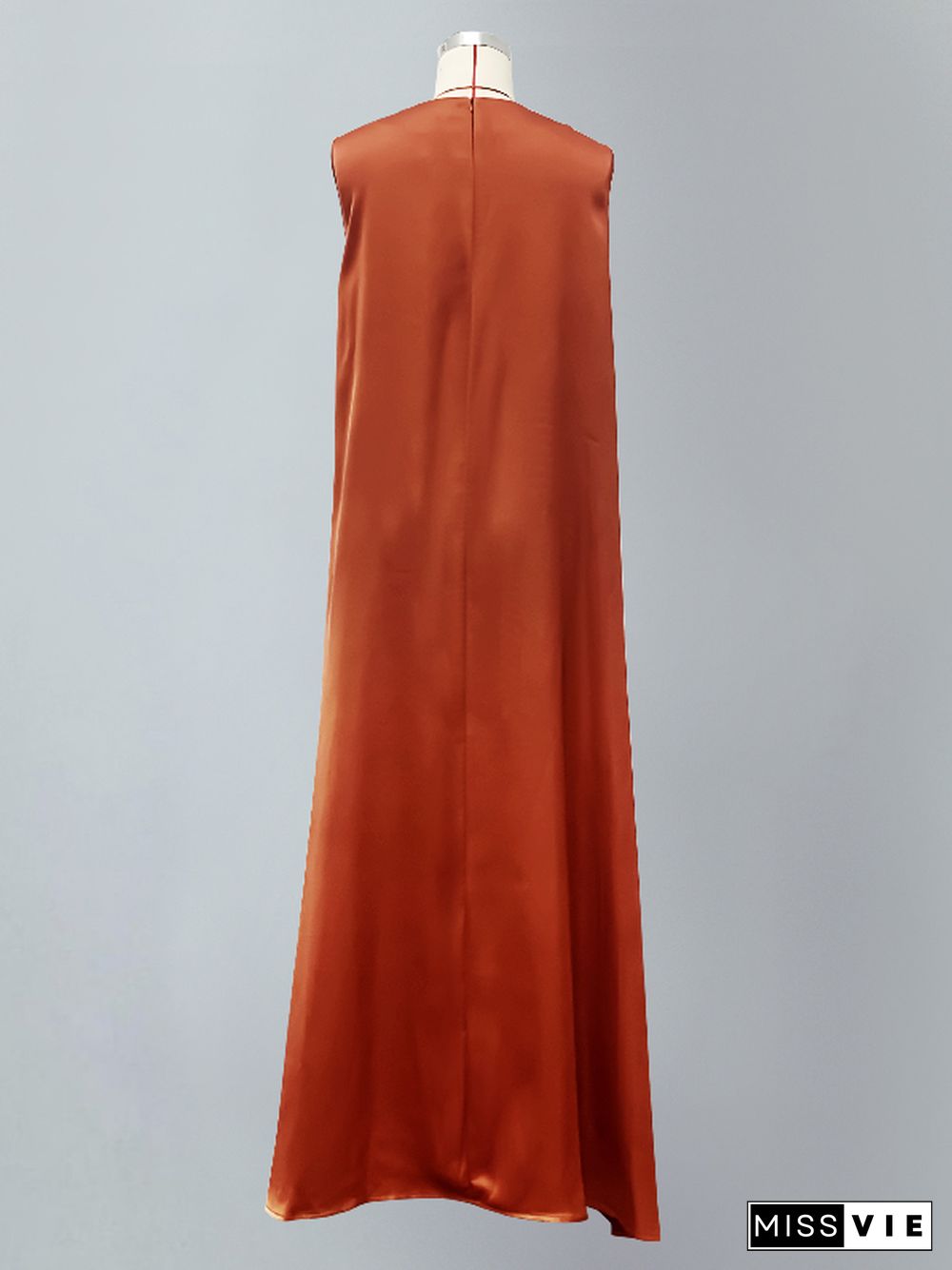 Loose Sleeveless Solid Color Round-Neck Maxi Dresses