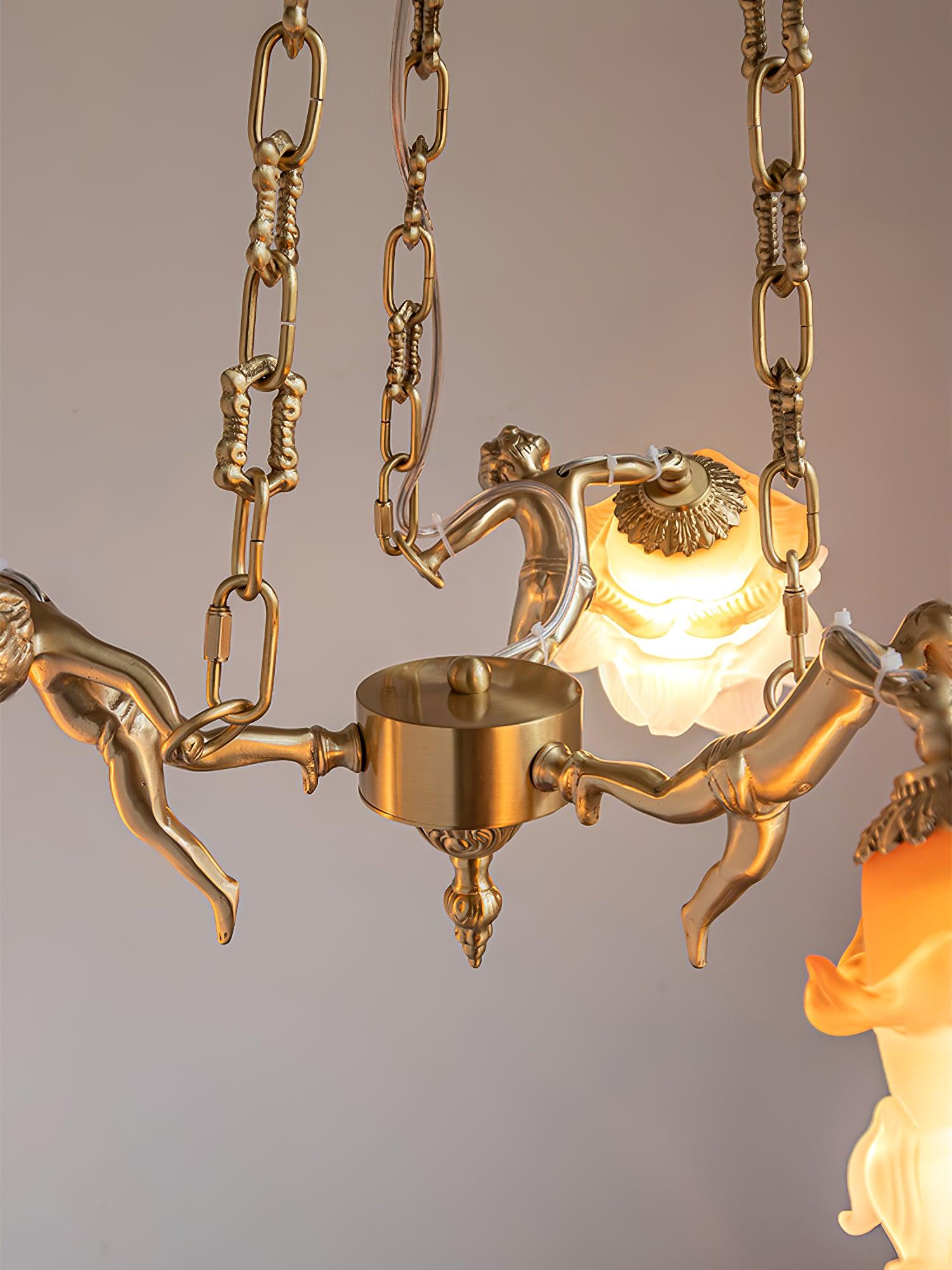 Putti Statuettes Brass Suspension