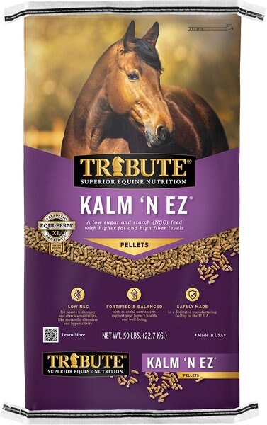 Tribute Equine Nutrition Kalm N' EZ Pellet Low-NSC， Molasses-Free Horse Feed