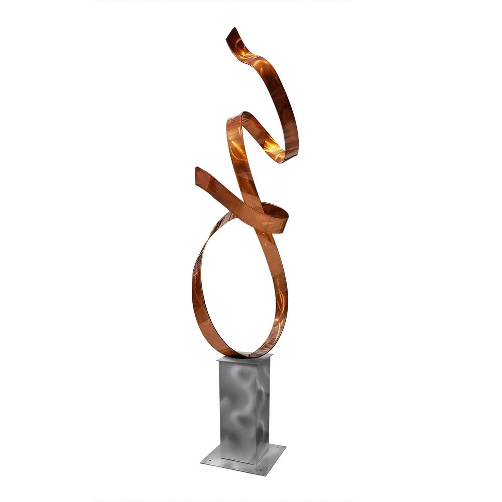 Statements2000 Large Modern Metal Sculpture Indoor Outdoor Garden Art Decor by Jon en   Copper ure with Silver Base