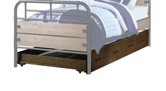 Acme Adams Twin Bed in Antique Oak   Gunmetal 3061...