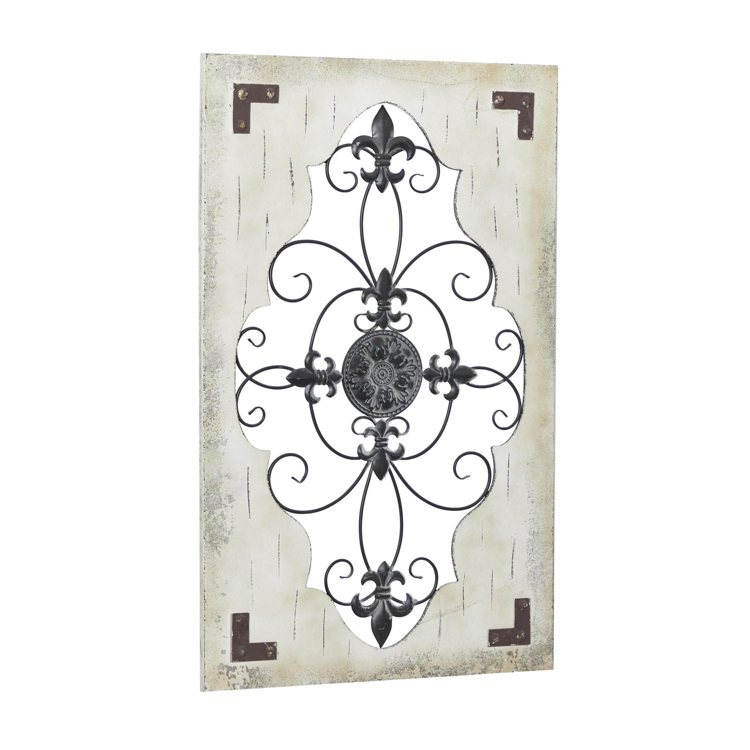 DecMode Cream Wood Scroll Wall Decor