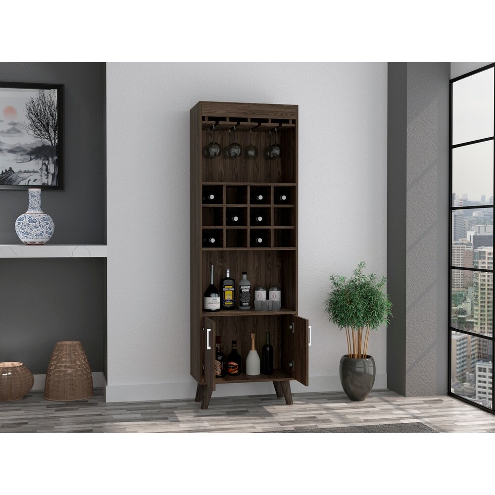 Kisco 1 Drawer 2 Shelf Bar Cabinet Dark Walnut