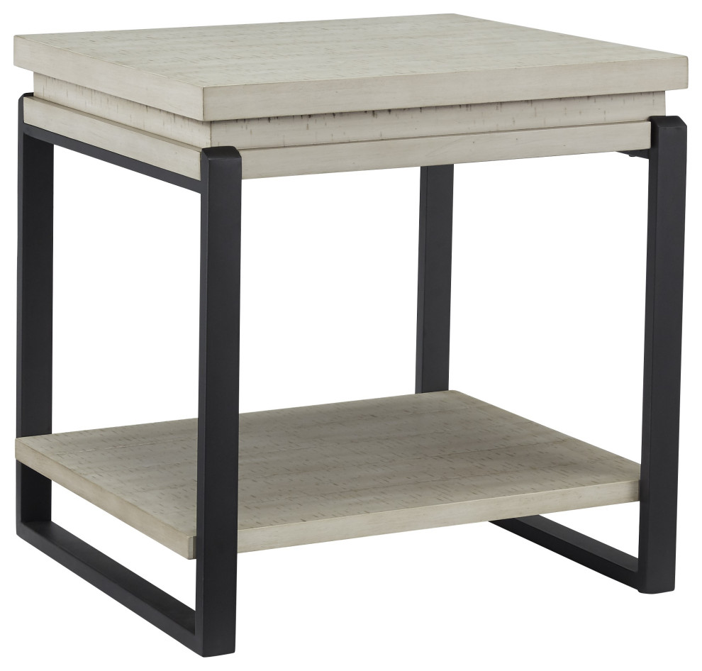 Eaglewood End Table in Toasted Pine Nut/Ivory/Black Metal   Farmhouse   Side Tables And End Tables   by Progressive Furniture  Houzz