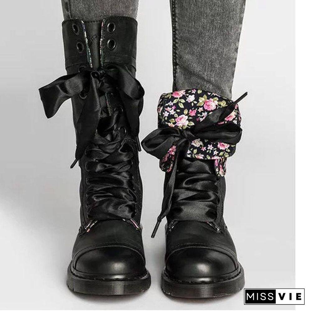 Autumn Lace-Up Round Toe Calf Boots