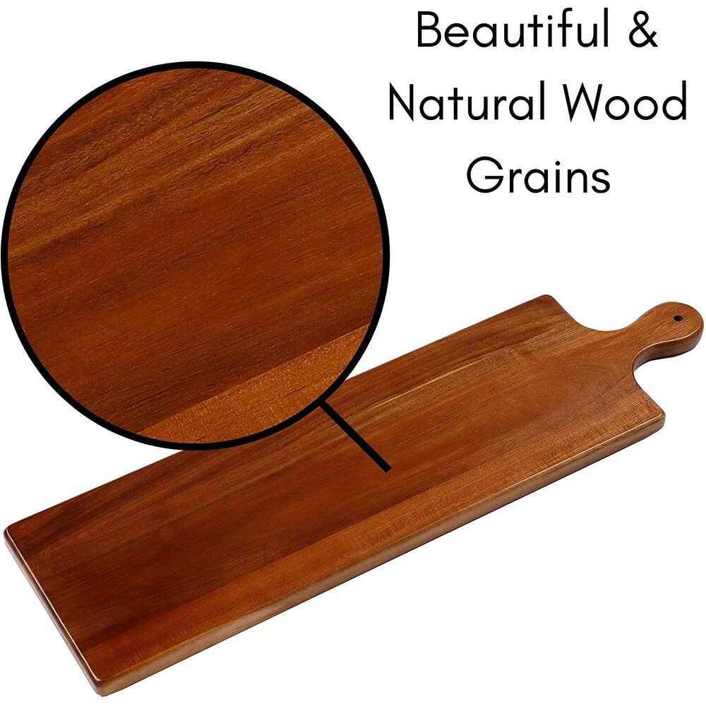 BirdRock Home 31.5” Acacia Wooden Cheese Serving Board with Handle   Large   Extra Long   Party Charcuterie