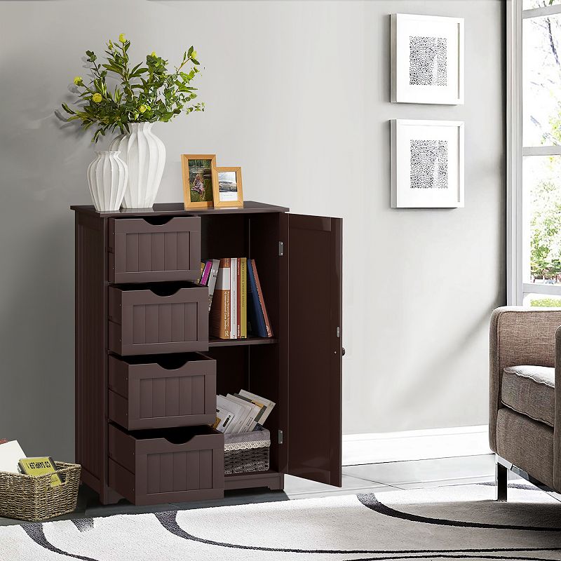 Standing Indoor Wooden Cabinet with 4 Drawers