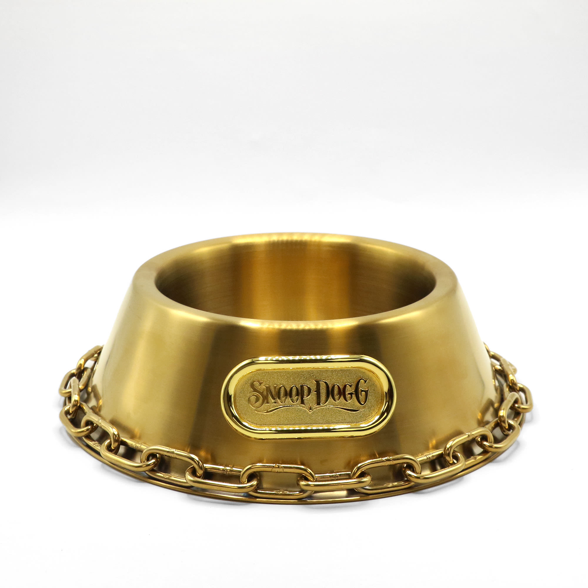 Snoop Doggie Doggs Off the Chain Deluxe Gold Pet Bowl， 1 Cup