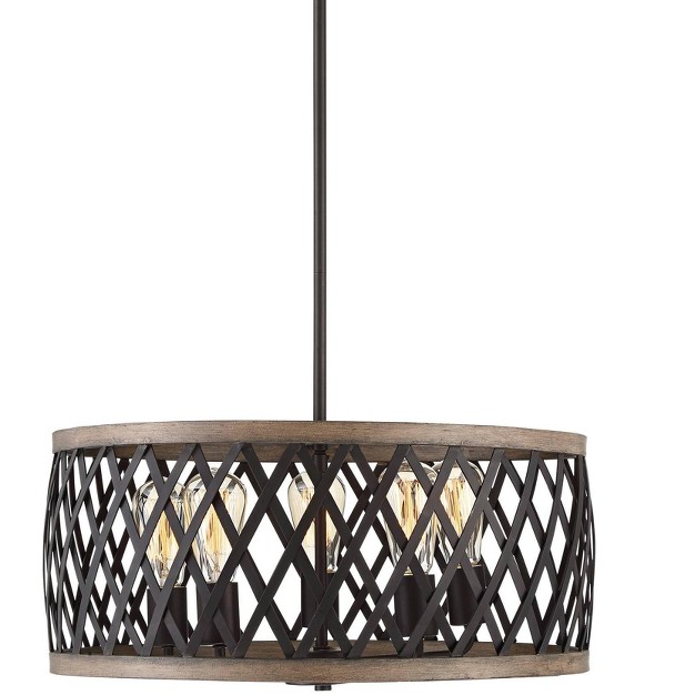 Wide Modern Industrial Drum 5 light Fixture For Dining Room Living House Home