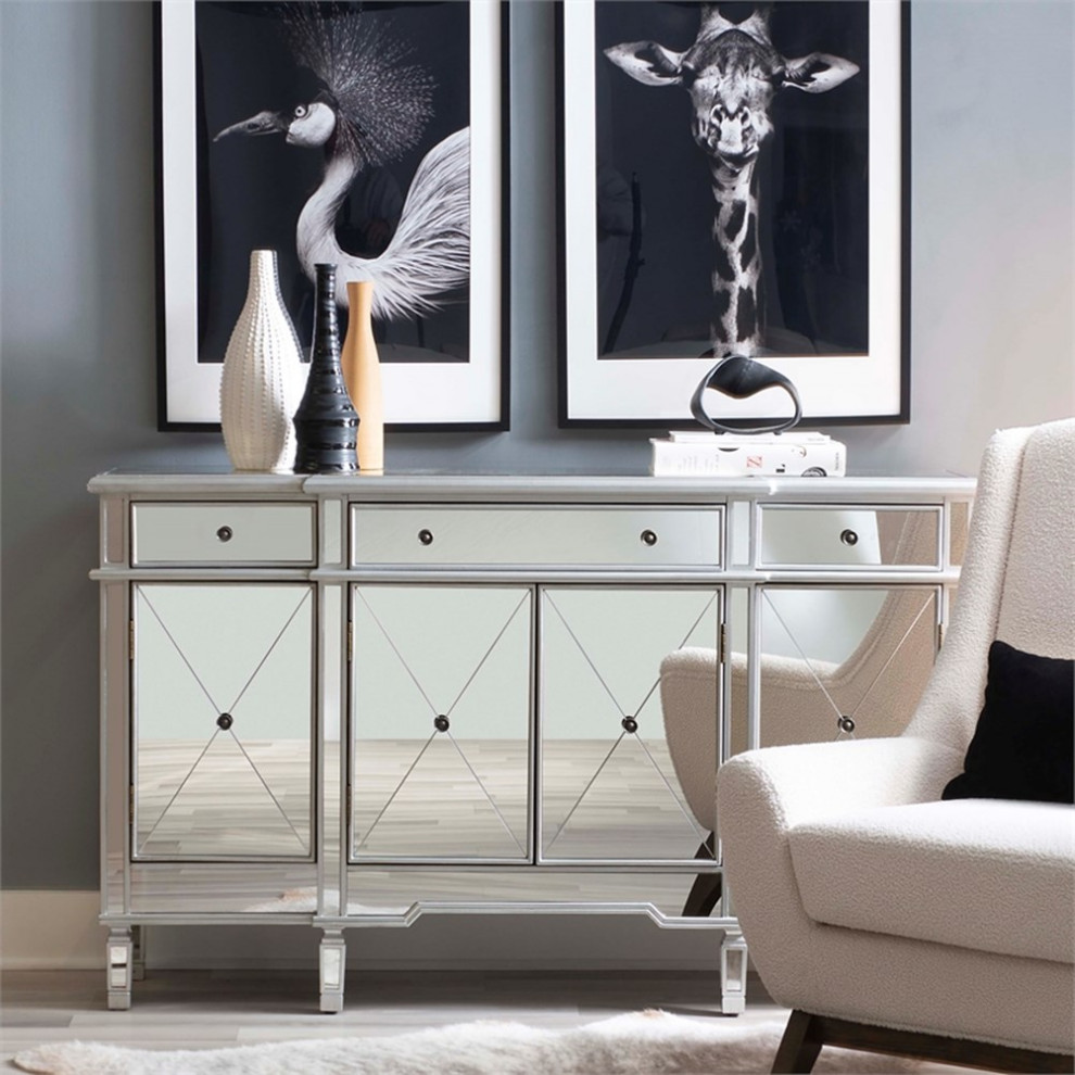 Linon Tally Mirrored Wood Console in Silver   Transitional   Console Tables   by Homesquare  Houzz