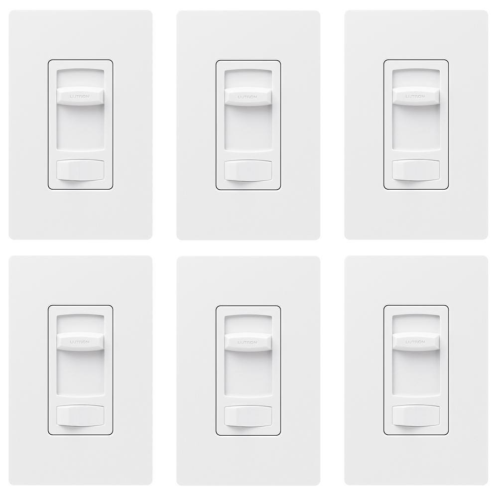 Lutron Skylark Contour LED+ Dimmer Switch wWallplate for LED Bulbs 150WSingle-Pole3-Way White (CTCL-PR-6PK-WHW) (6-Pack) CTCL-PR-6PK-WHW