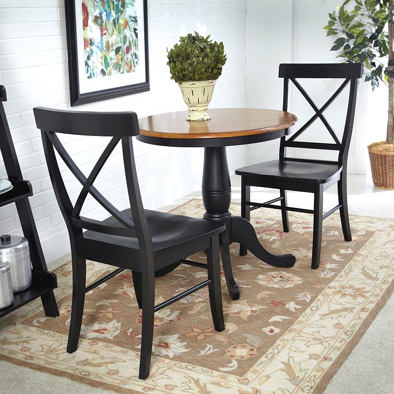 3-pc. Round Dining Table and X-Back Chair Set