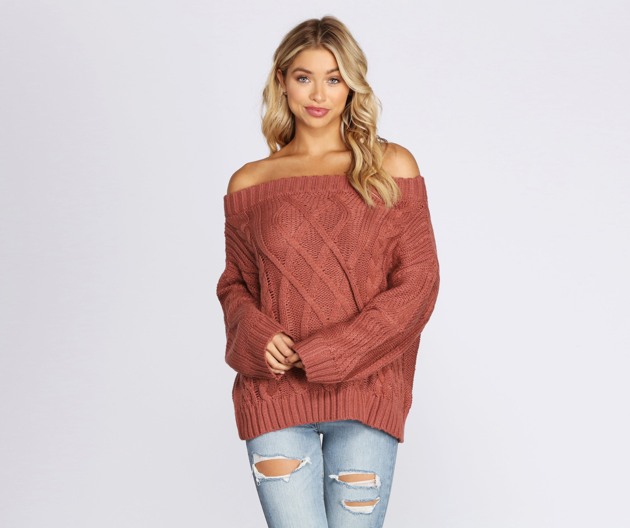 Chic In Cable Knit Sweater