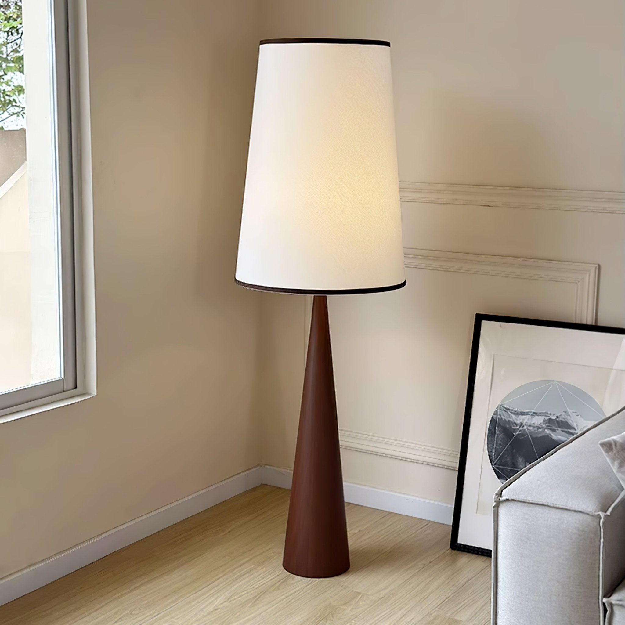 Faux Wood Conical Floor Lamp