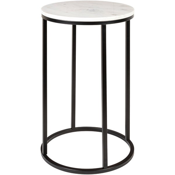 Zarna Modern Round Mixed Material Frame End Table - 24