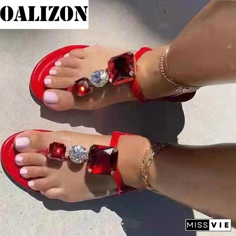 Sandals Women Slippers New Summer Open Toe Shoes Roman Crystal Fashion Dress Slides Beach Clip Toe Shallow Flip Flops Mujer