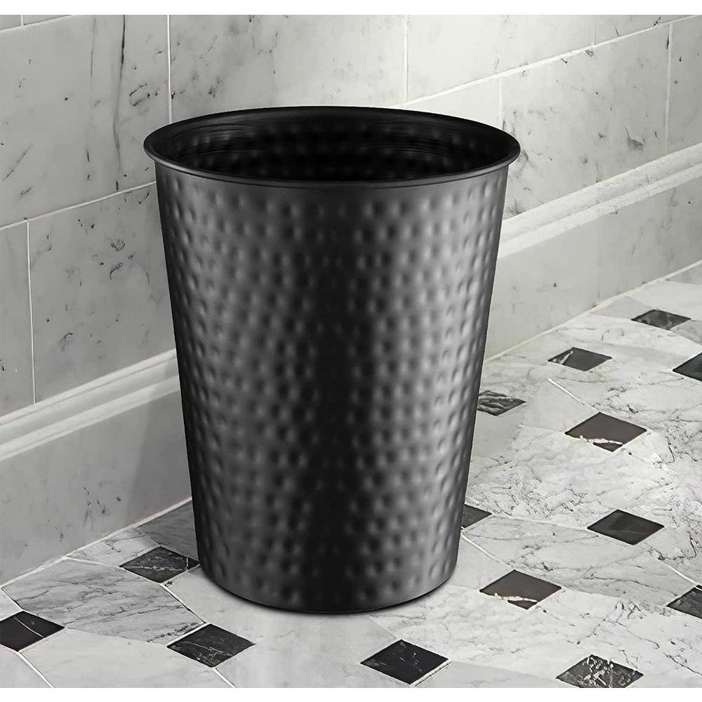 Monarch Abode Monarch Hand Hammered Metal Waste Basket in Matte Black 19128