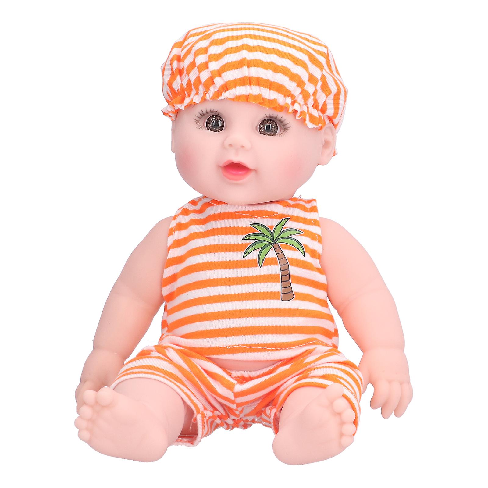 Interactive Baby Doll Soft Vinyl Body Newborn Baby Doll Simulation Baby Doll Orange