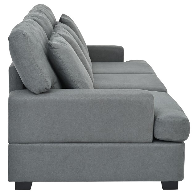 Modern Upholstered 3 seat Sofa With 4 Pillows modernluxe