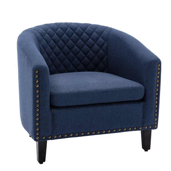 Accent Barrel Chair with Nailheads and Solid Wood Legs