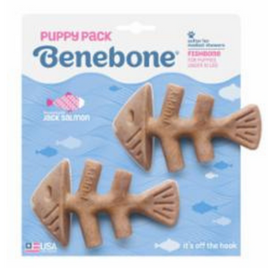 Benebone Puppy Pack Fishbone Chew Toy， 2 pack