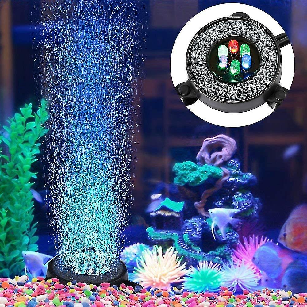 Submersible Aquarium Light， Automatic Color Change， 6 Led Lighting Colorful Lights With Bubbles (5.5cm， 1.2w)