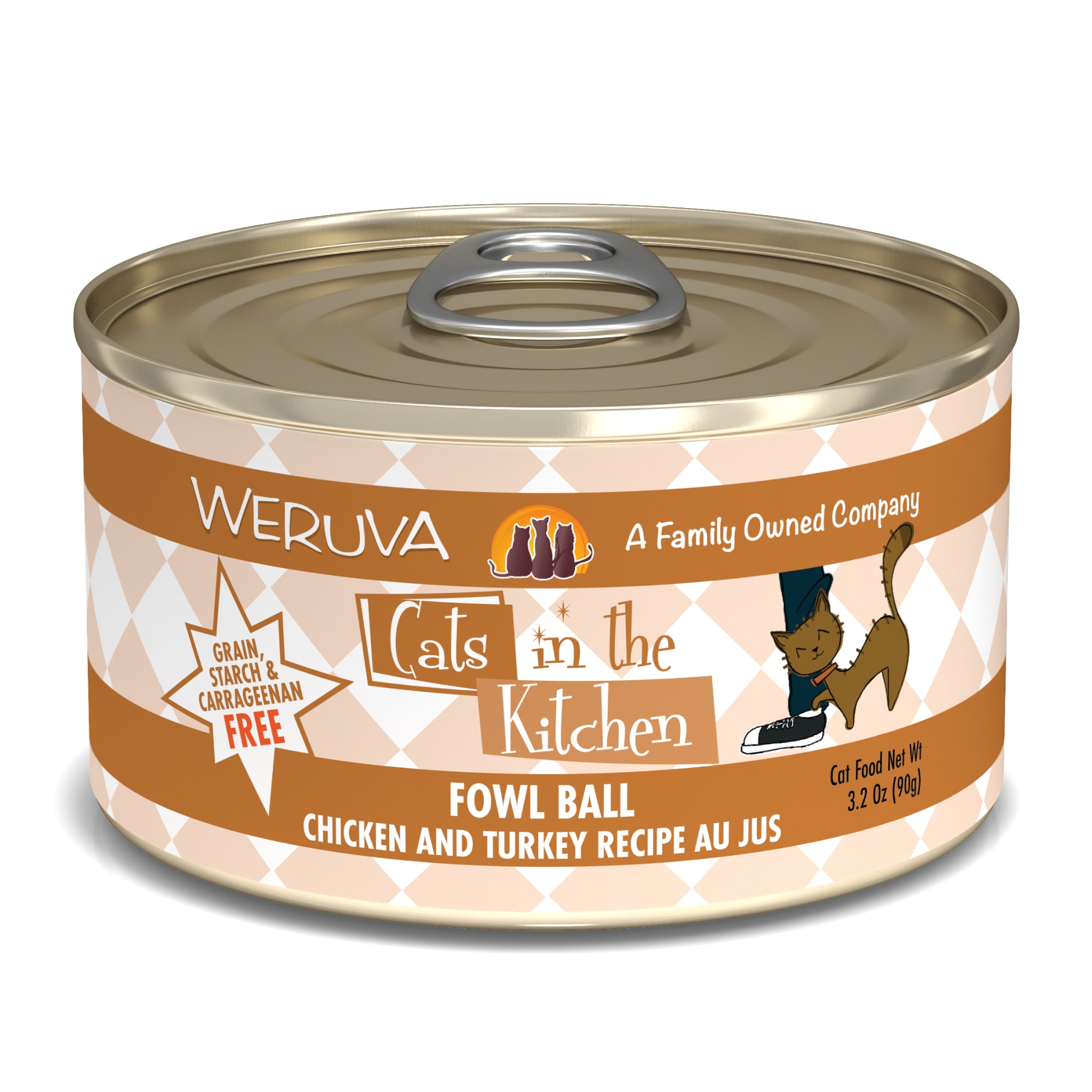 Cats in the Kitchen Originals Fowl Ball Chicken and Turkey Recipe Au Jus Wet Cat Food， 3.2 oz.， Case of 24